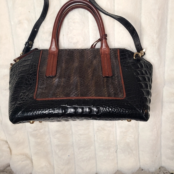 Brahmin Black and Brown Satchel with Structured Design - Picture 4 of 10
